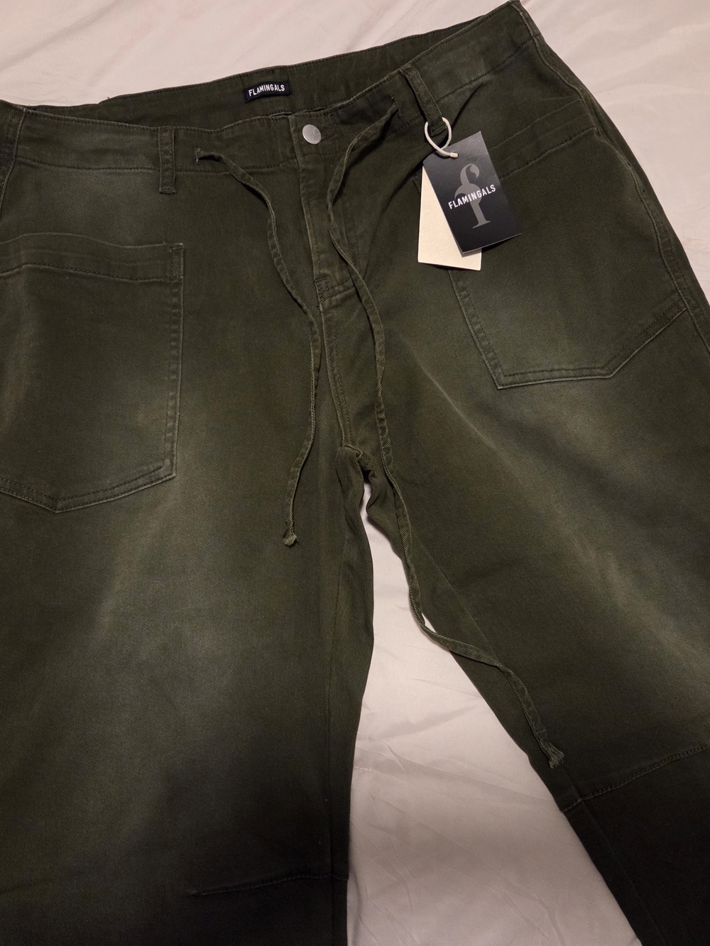 Flamingals Men's Olive Green Drawstring Pants
